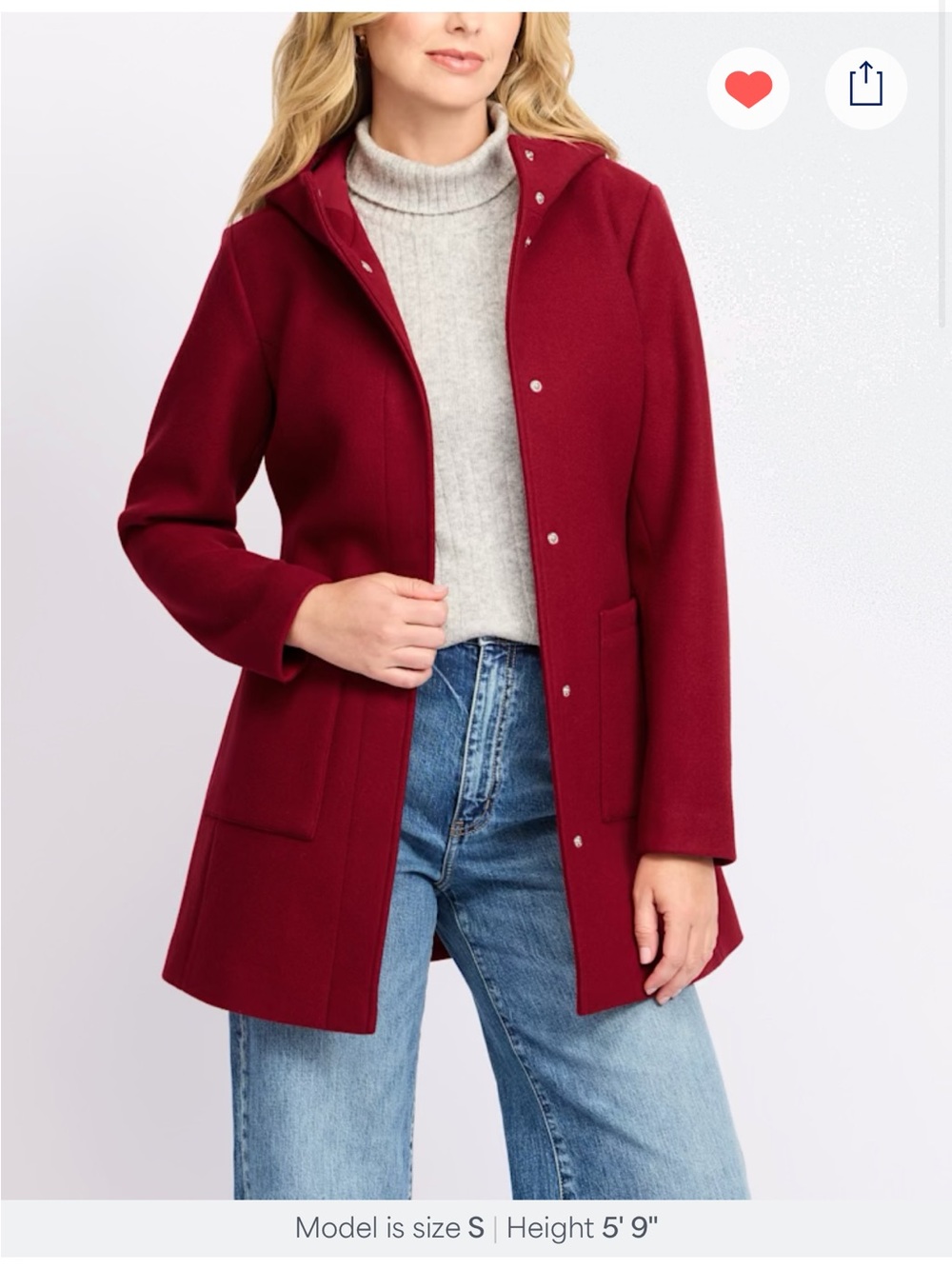 41 Hawthorn Red Hooded Belted Coat Women’s Medium